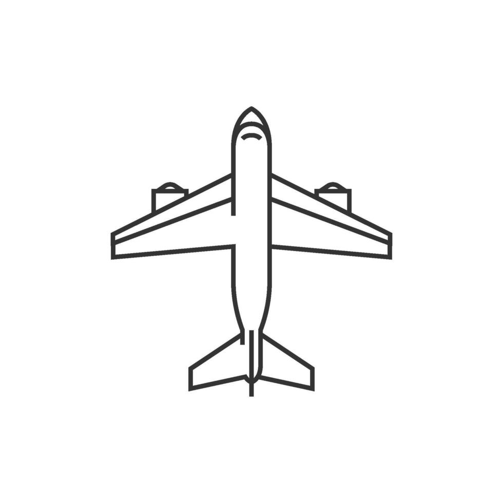 avión icono en Delgado contorno estilo vector