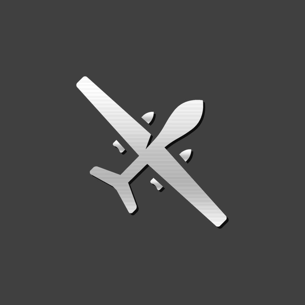 Unmanned aerial vehicle icon in metallic grey color style. Aviation military drone vector