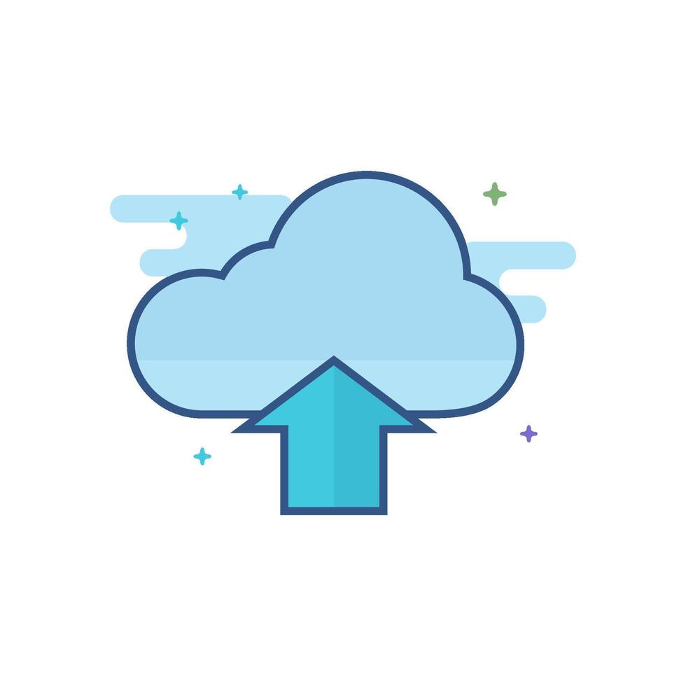 Cloud upload icon flat color style vector illustration