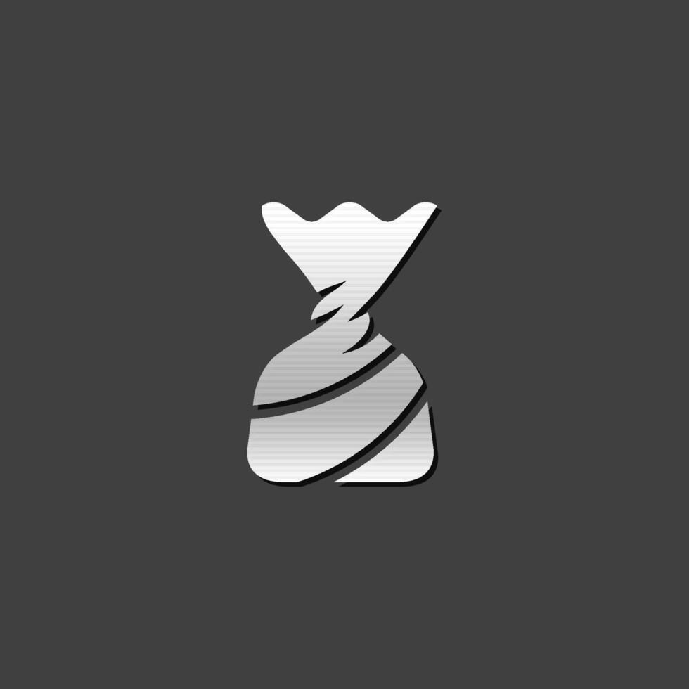Twist candy icon in metallic grey color style. Food snack sweet sugar vector
