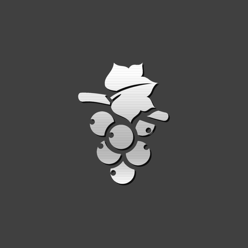 Grape icon in metallic grey color style. Fruit berry sweet vector