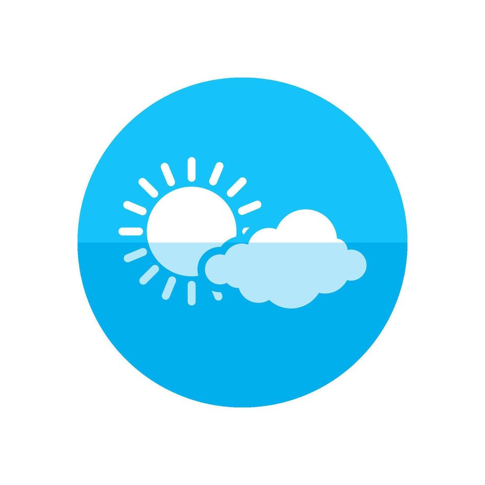 Weather forecast partly cloudy icon in flat color circle style. Meteorology overcast vector