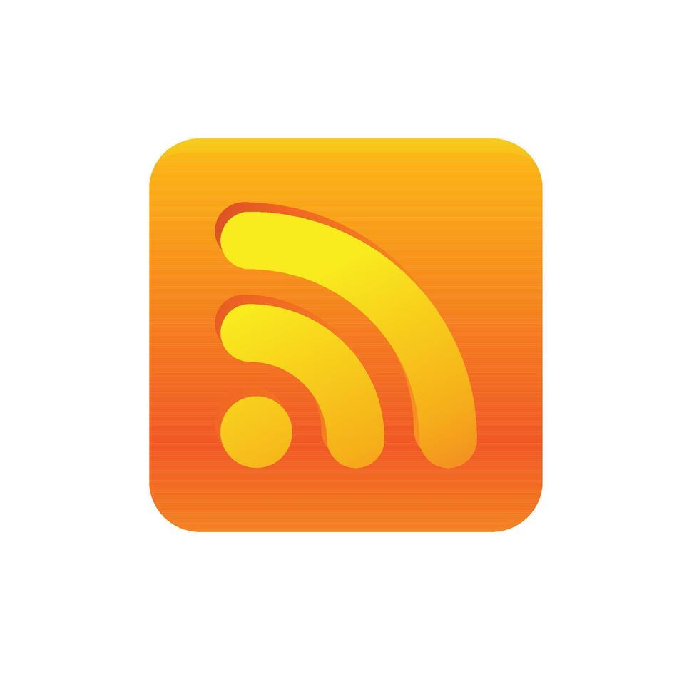 Cup icon with RSS symbol in color. Reader feed syndication vector