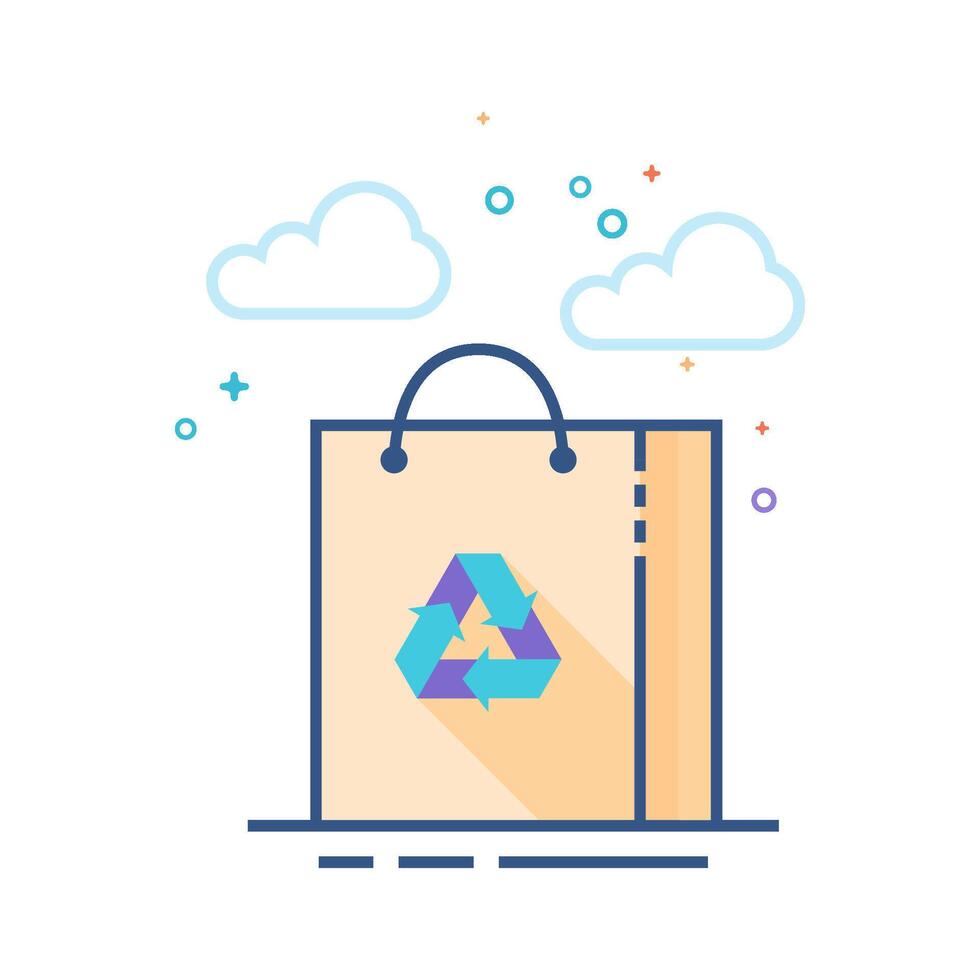 Shopping bags icon flat color style vector illustration