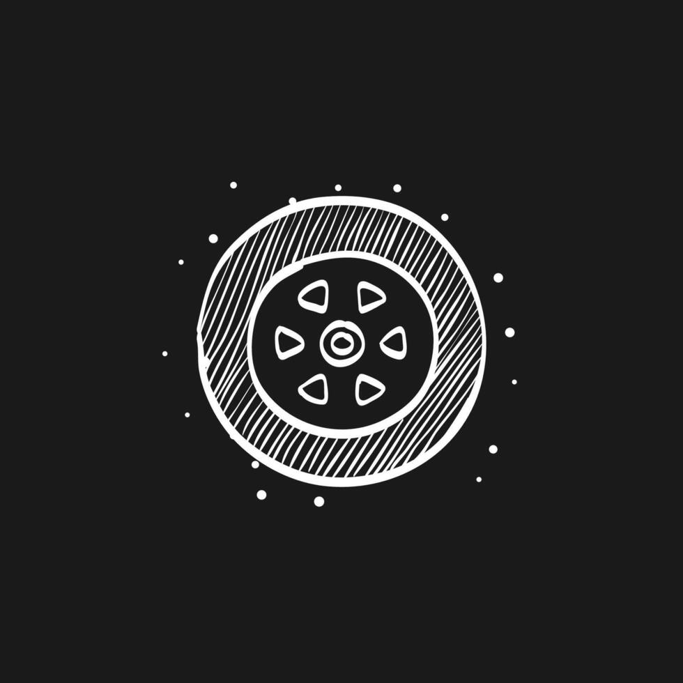 Car tire doodle sketch illustration vector