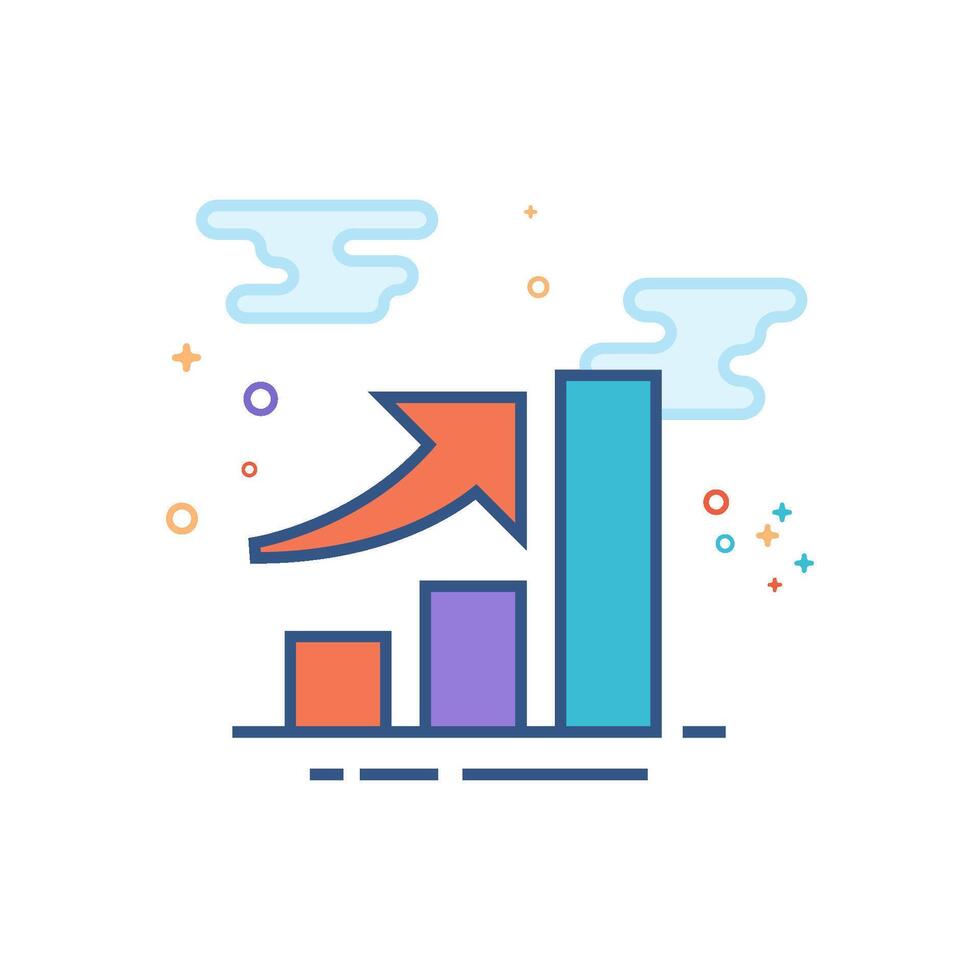 Bar chart icon flat color style vector illustration