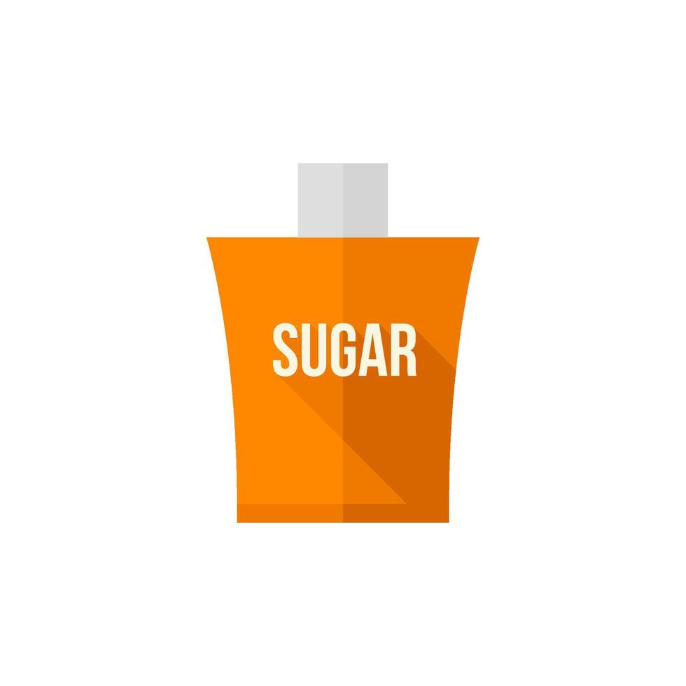 Sugar packaging icon with cross sign in flat color style. vector