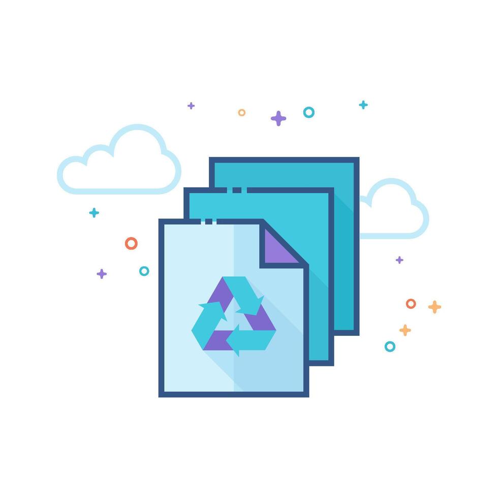Recycle symbol icon flat color style vector illustration