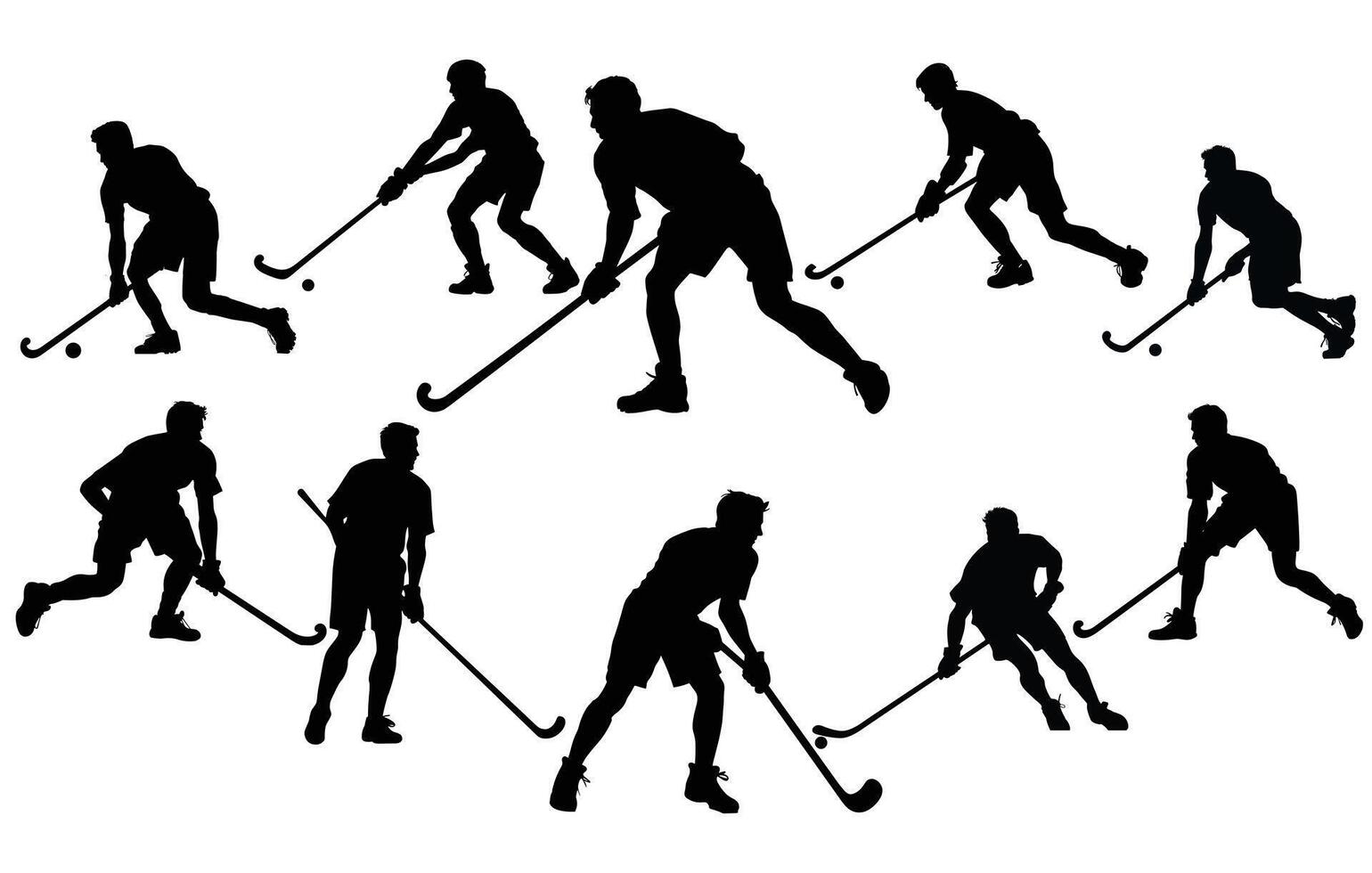 siluetas de campo hockey vector,hockey jugadores vector