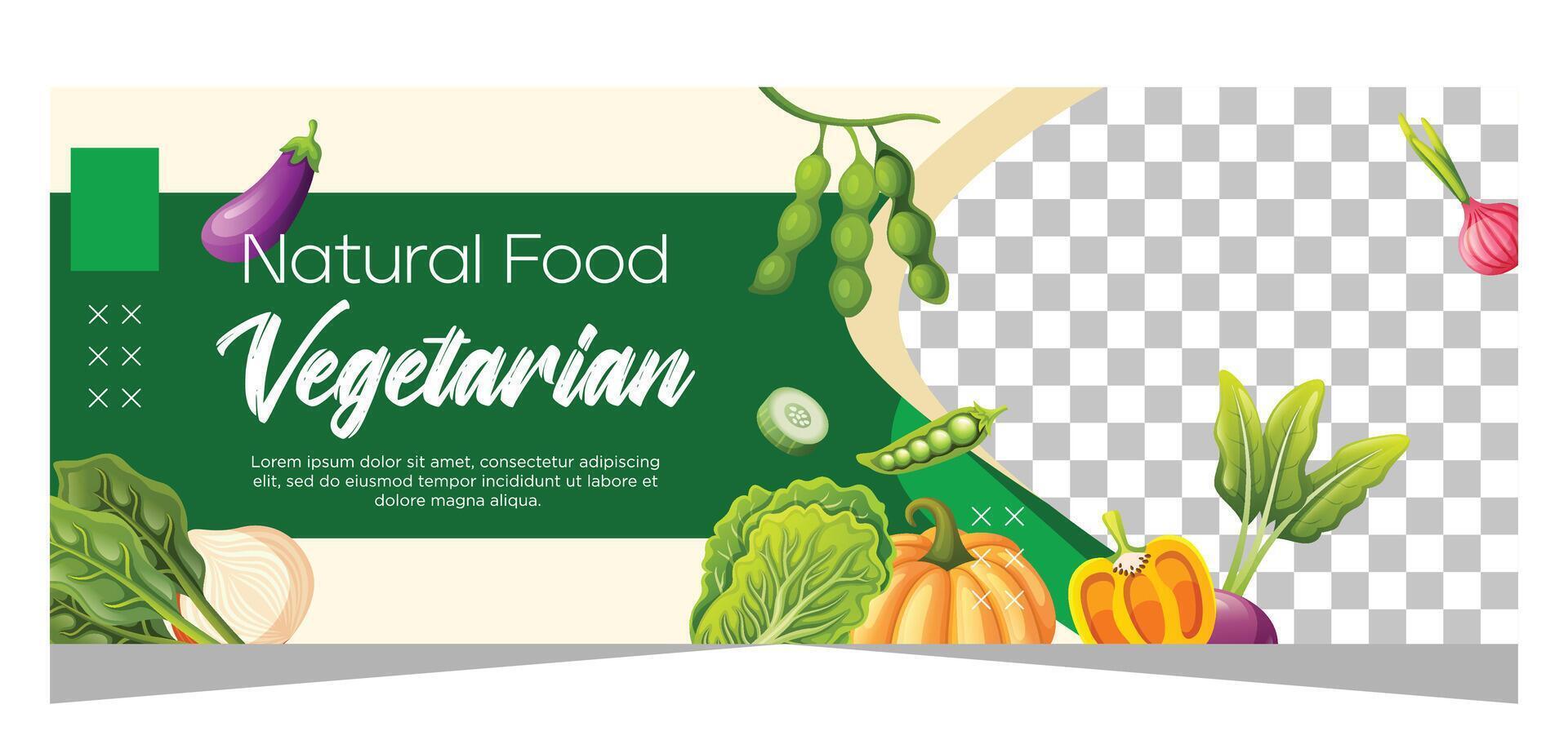 Horizontal banner template for vegetarian vector