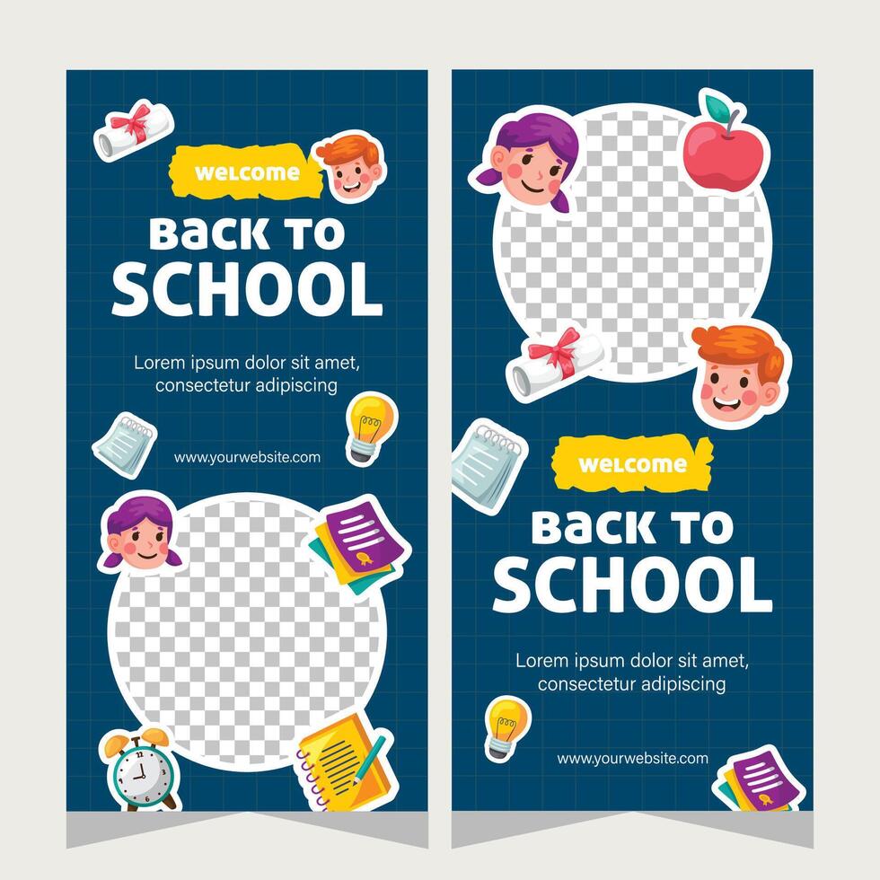 Set vertical banner about education vector