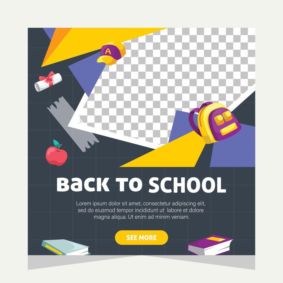 Back to school social media post. Template design vector