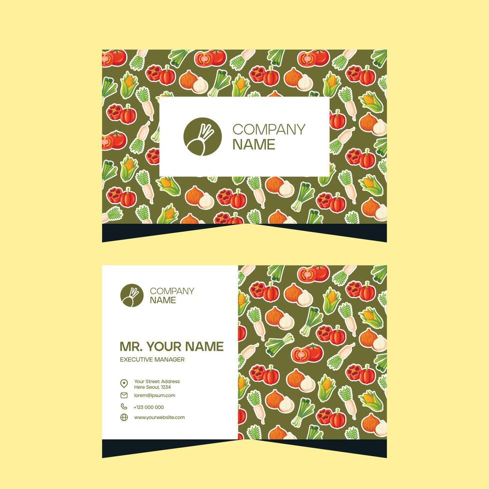 Modern creative vegetable business card template design vector