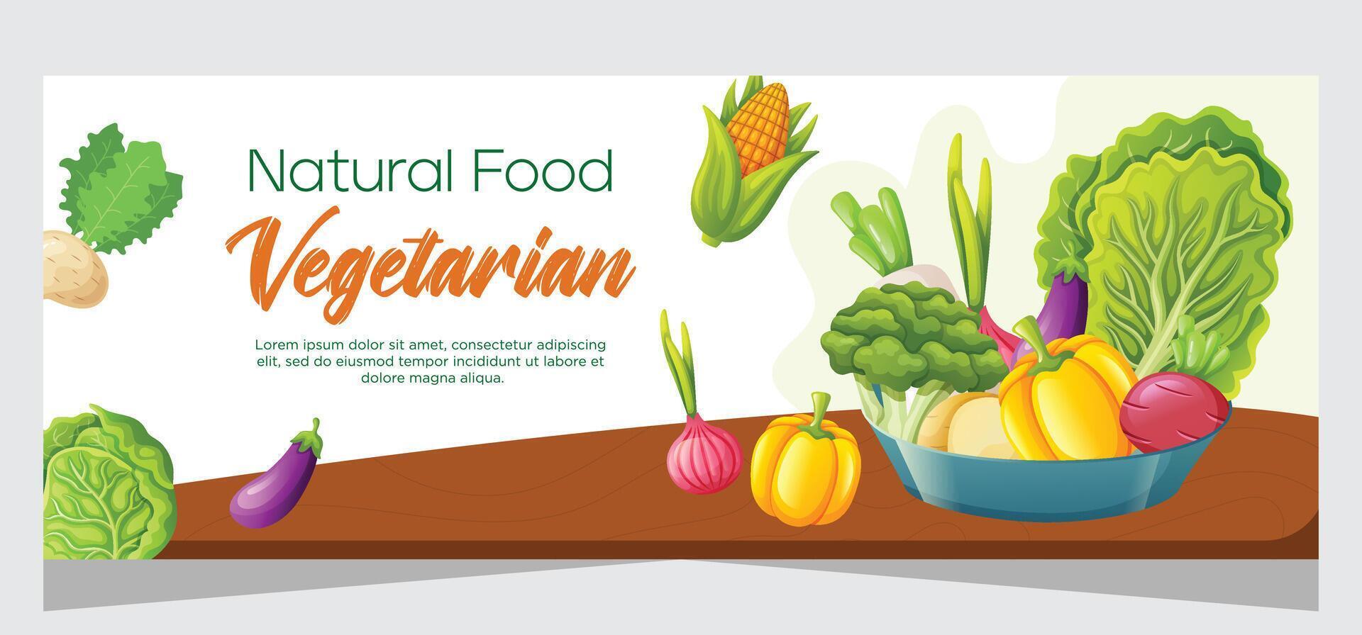 Organic food horizontal banner template design vector