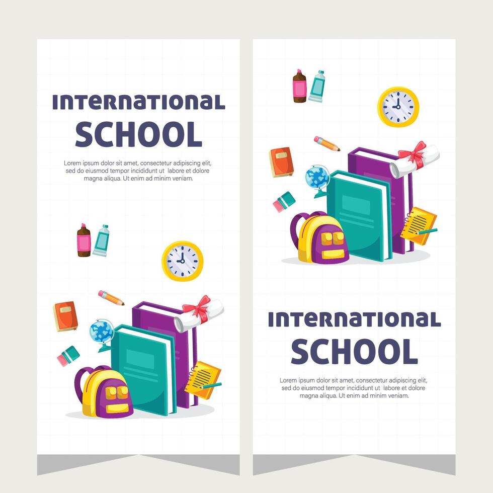 Education school stories social media template design vector