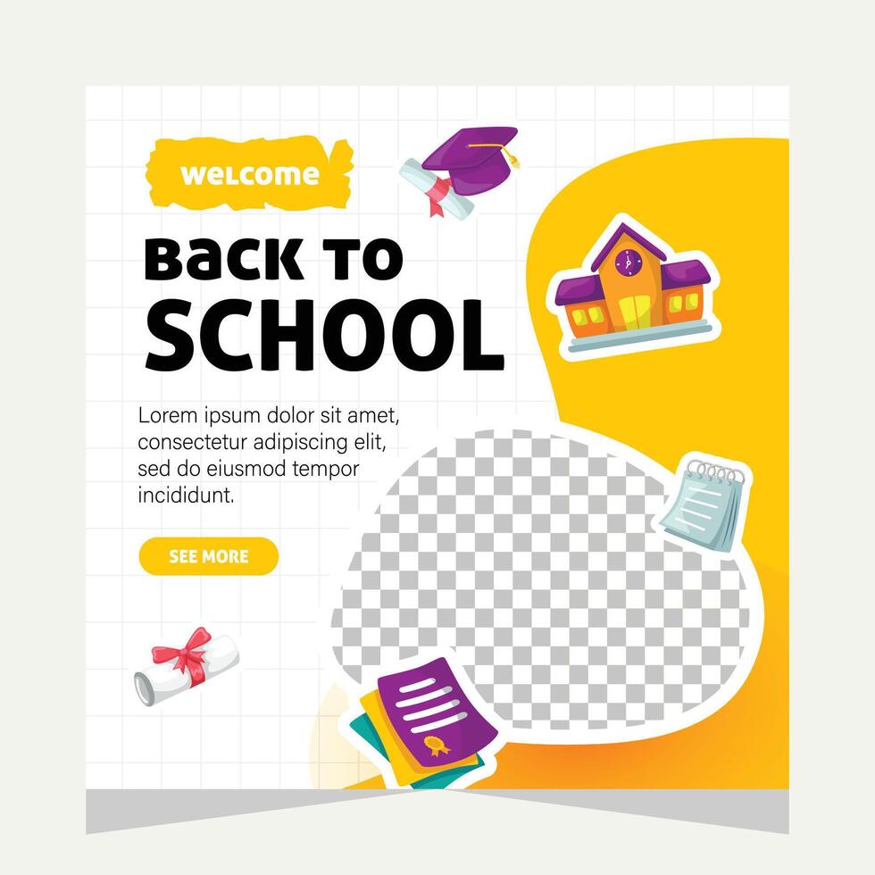 Social media post template design about education vector