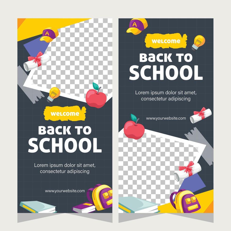 Education social media stories design template vector