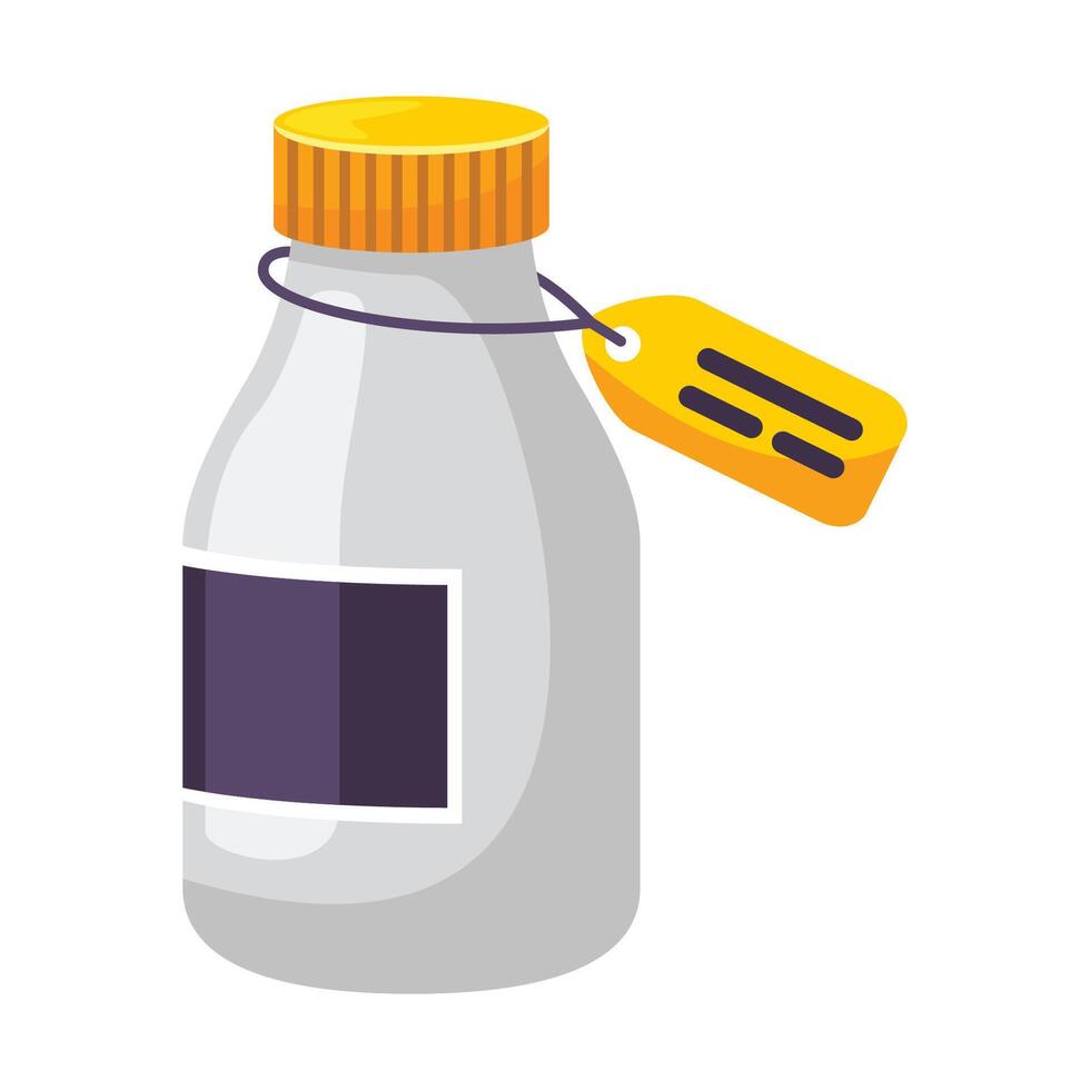 Medicine bottle with label icon design illustration. Vector design