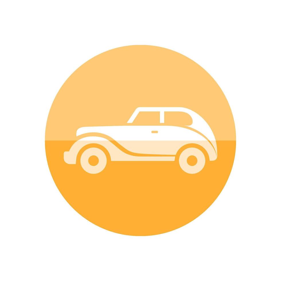 Vintage car icon in flat color circle style. Retro automotive collector vector