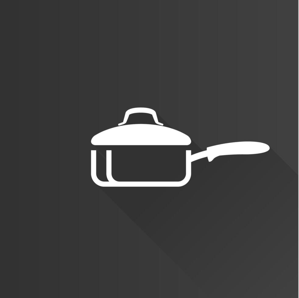 Cooking pan flat color icon long shadow vector illustration