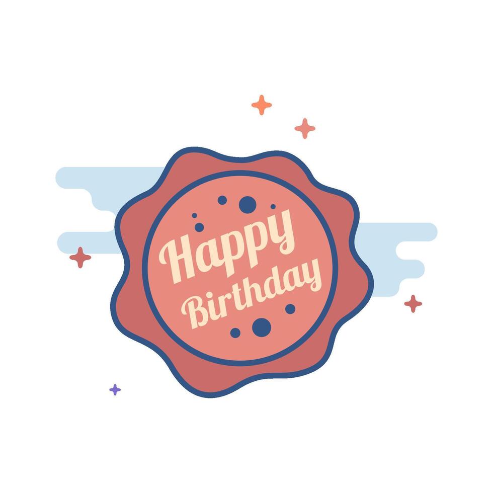 Birthday cake text icon flat color style vector illustration