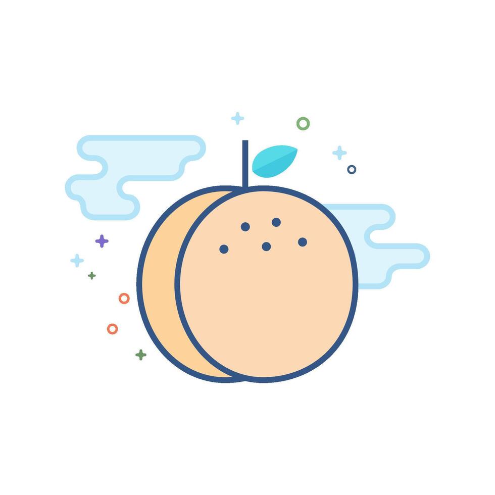 Peach icon flat color style vector illustration