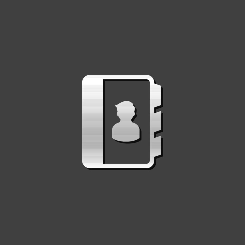 Address book icon in metallic grey color style. contact phone list vector