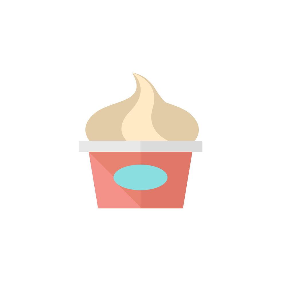 Ice cream icon in flat color style. Delicious sweet chocolate flavor vector