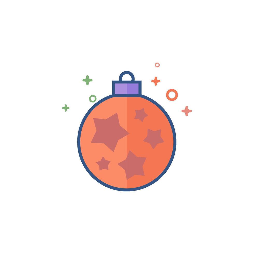 Christmas orb icon flat color style vector illustration