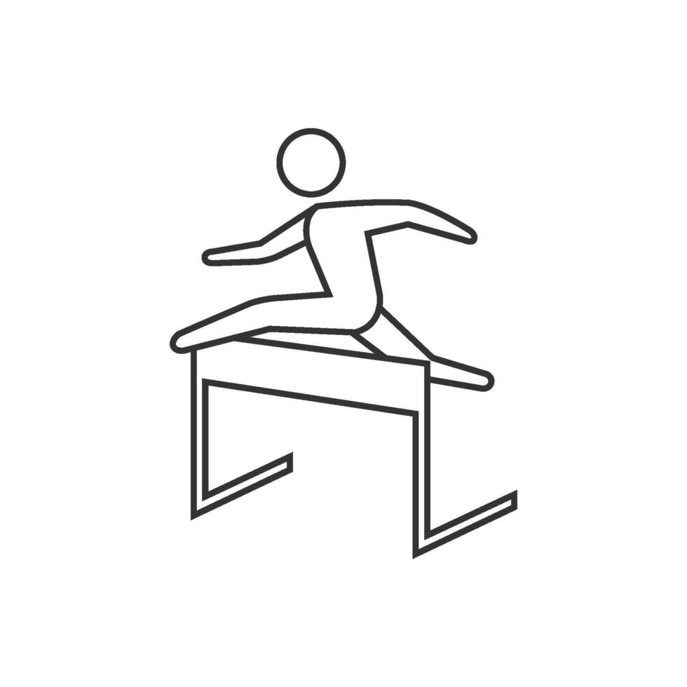Hurdle run icon in thin outline style vector