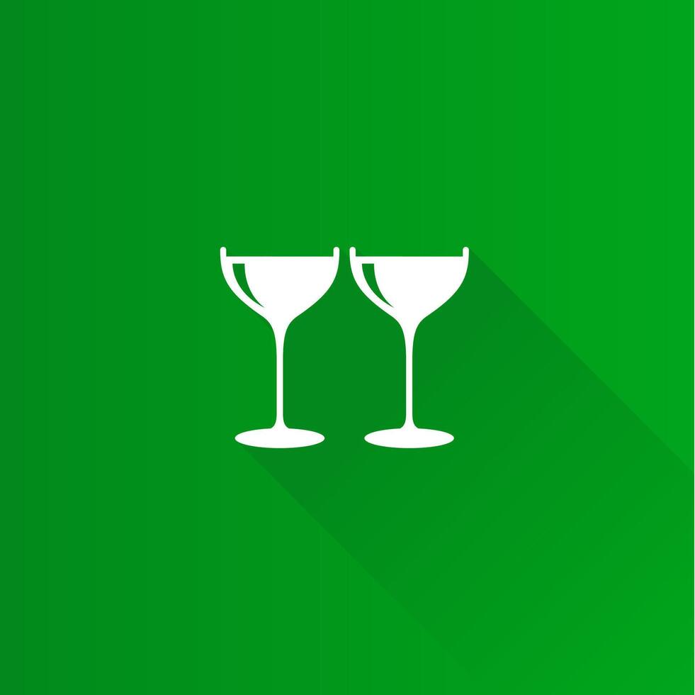 Wine glass flat color icon long shadow vector illustration