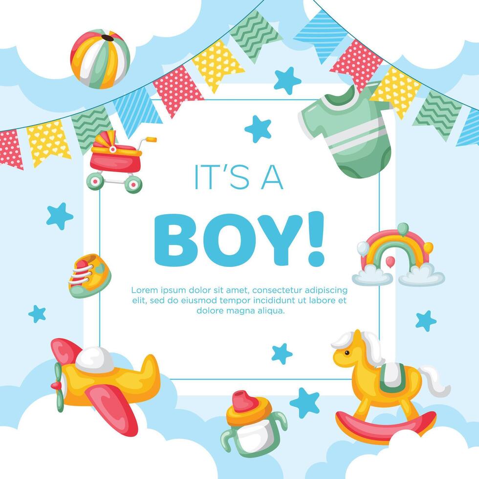 Hand drawn baby announcement background design vector