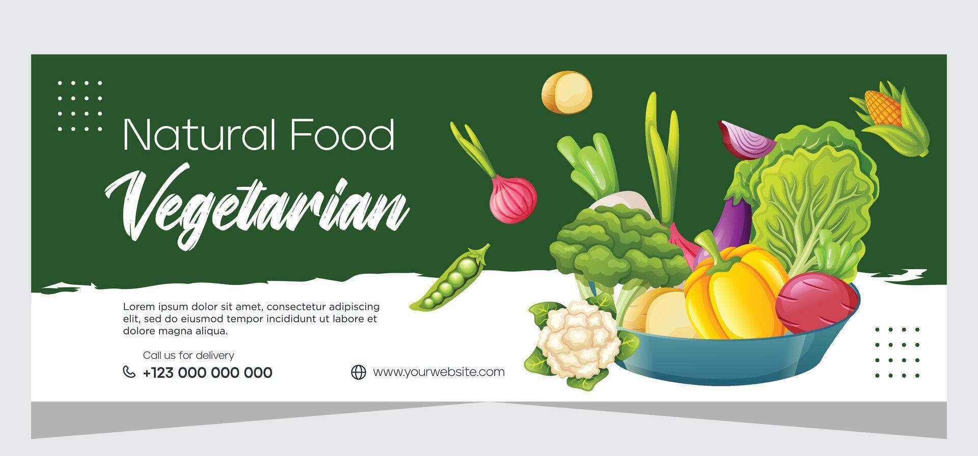 Organic and healthy food banner template design vector