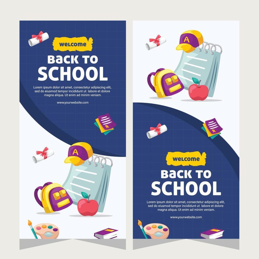 Vertical banner or stories social media template about education vector