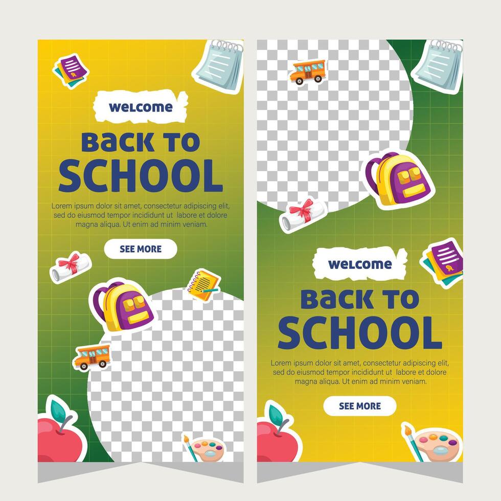 Education social media stories design template vector