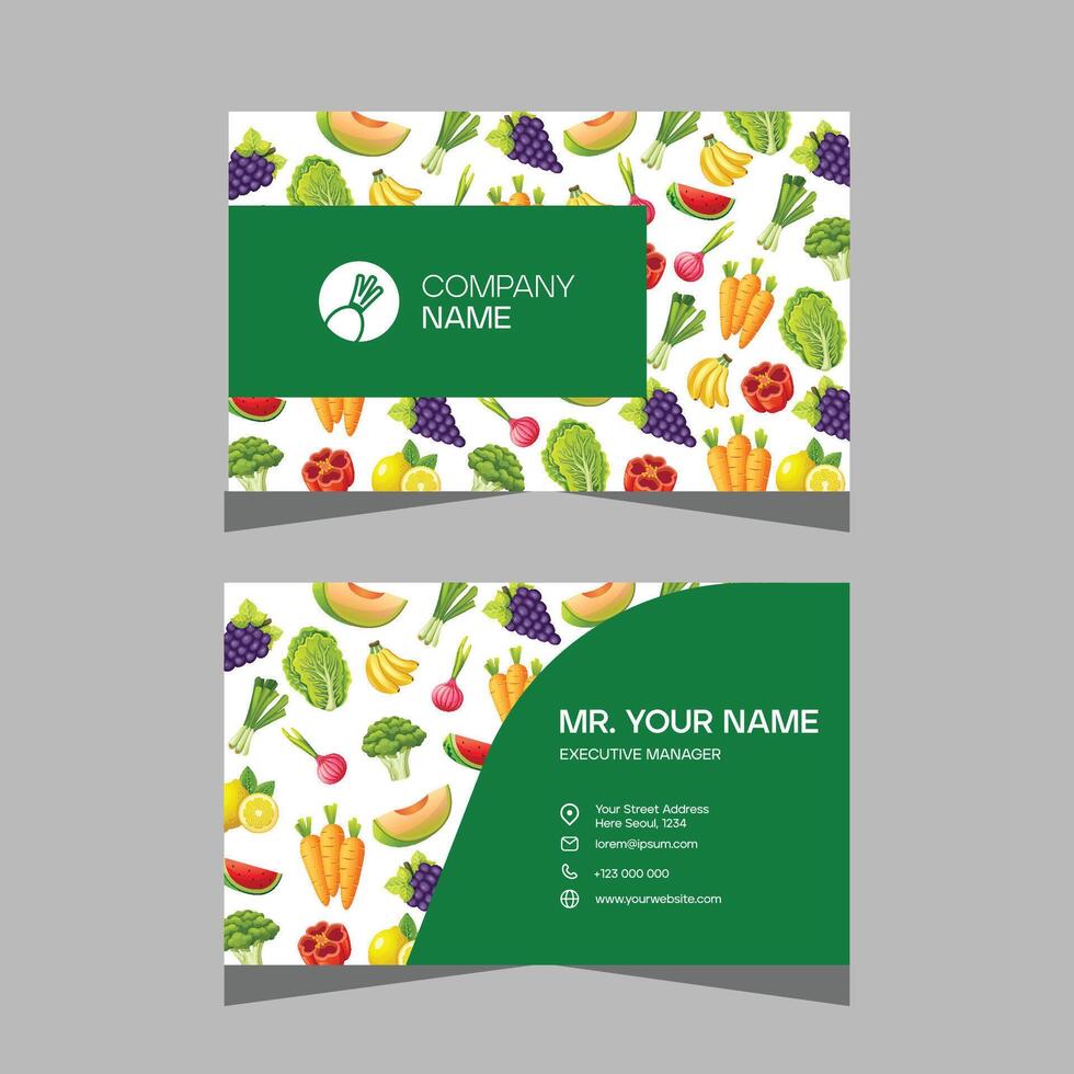 Modern creative vegetable business card template design vector