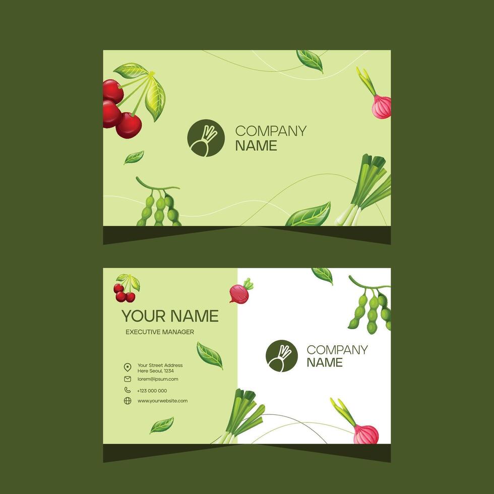 Concept business card design template for vegetable and fruit business vector