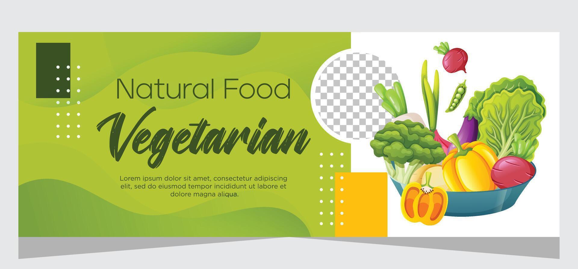 sano vegetariano comida bandera modelo diseño vector