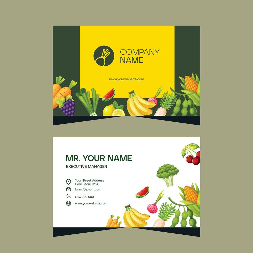 Modern creative vegetable business card template design vector