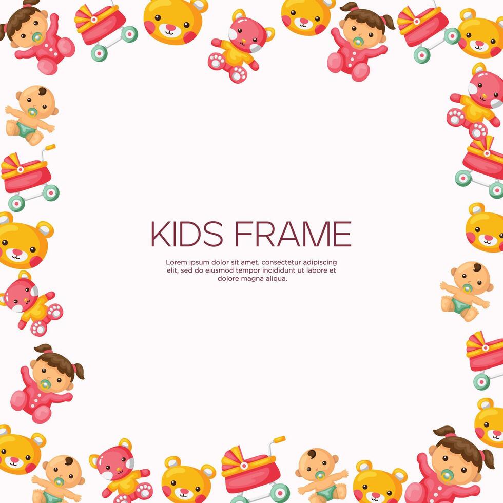 Baby frame and accessories background design vector