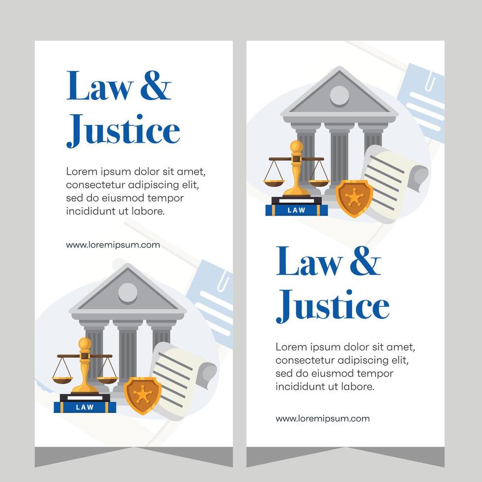 Flat design law firm vertical banner template. Premium banner template vector