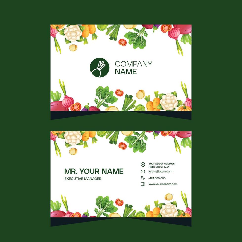 Concept business card design template for vegetable and fruit business vector