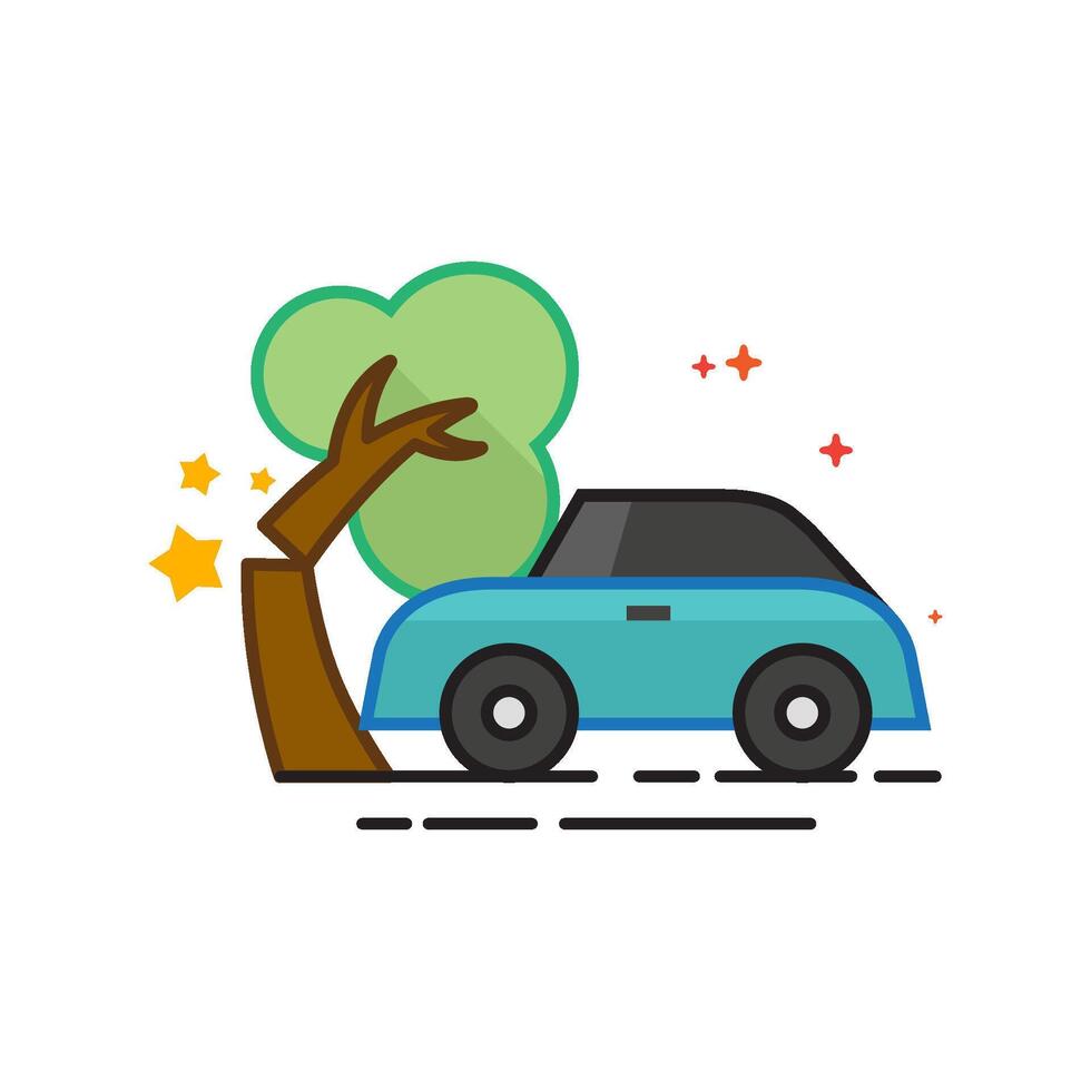 Car crash icon flat color style vector illustration