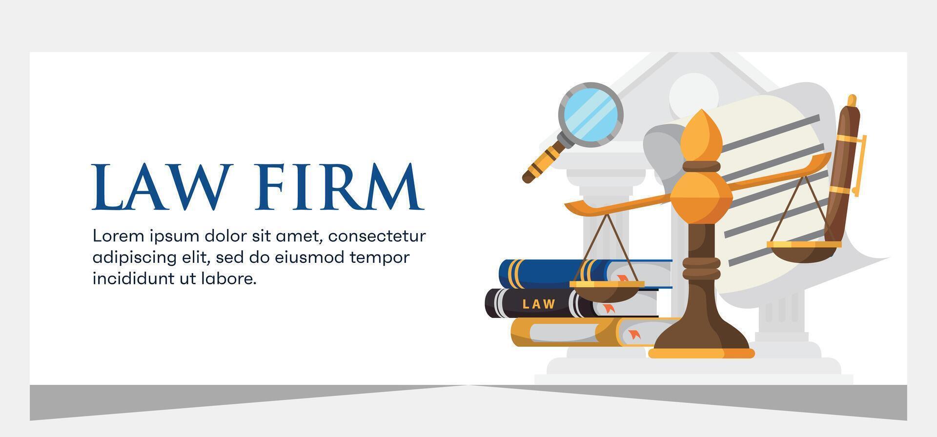 Horizontal law firm banner template design. Premium banner template vector