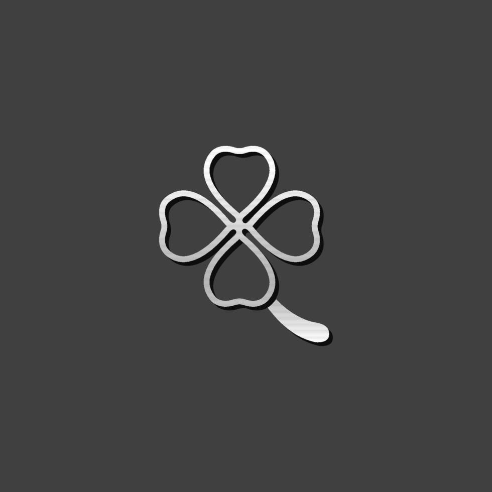 Clover icon in metallic grey color style. Nature plant green vector