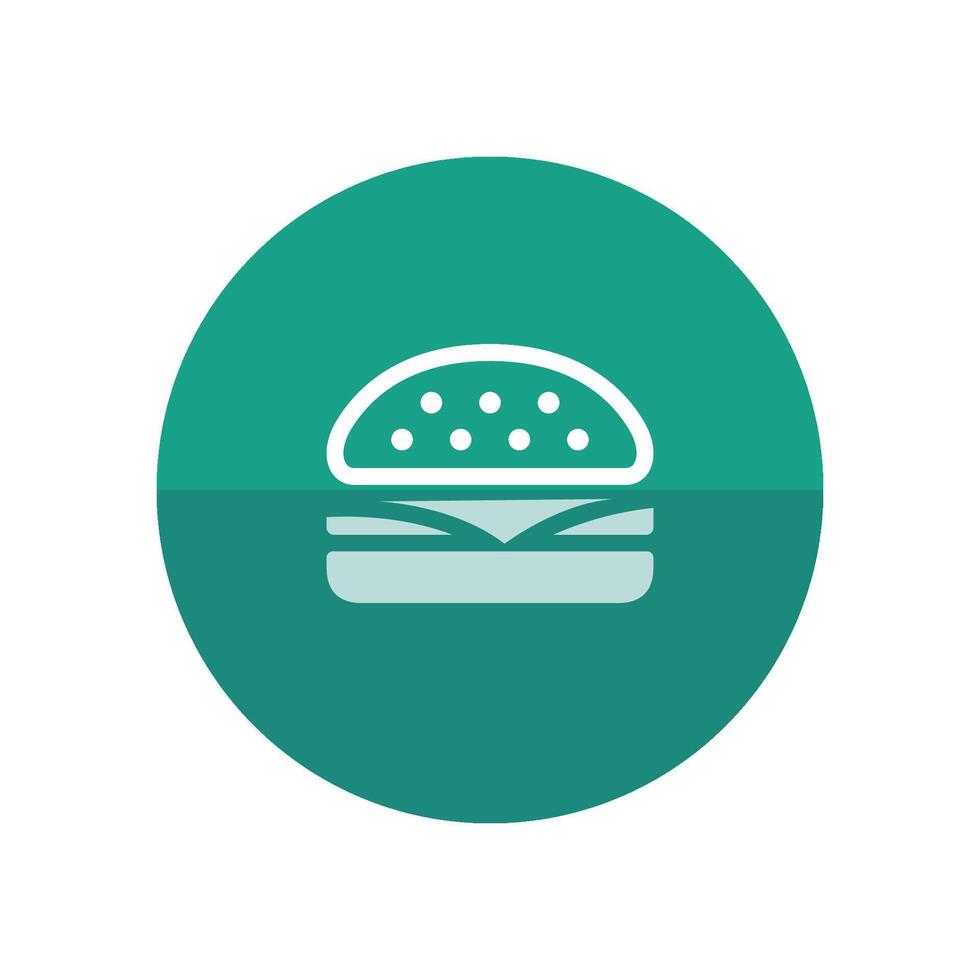 Burger icon in flat color circle style. Fast food junk American carbohydrate eating vector