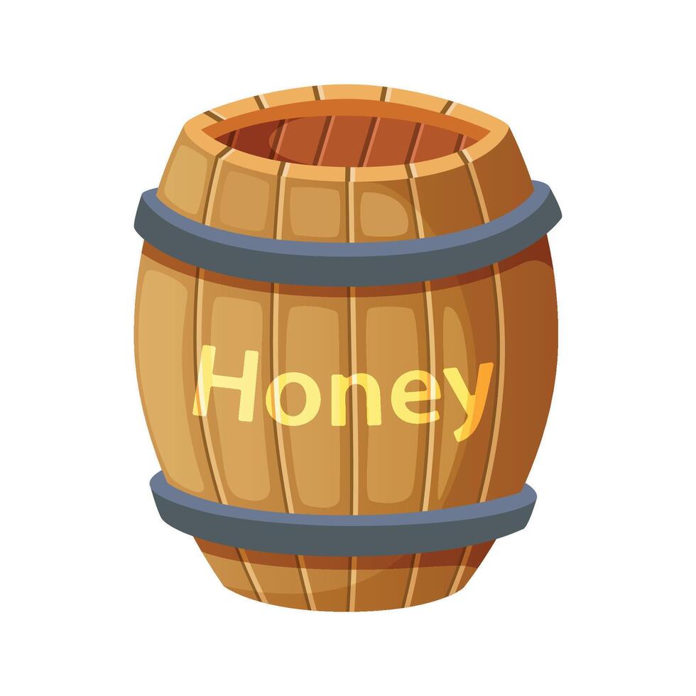 Illustration of honey in barrel. Vector illustration