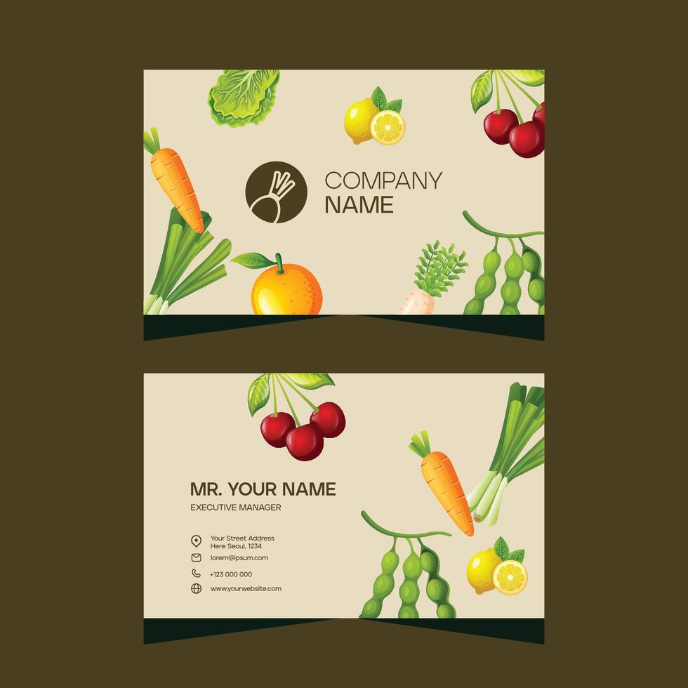 Vegetable and fruit business card template design vector