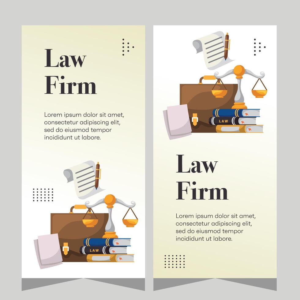 Vertical law firm banner design. Premium banner template vector