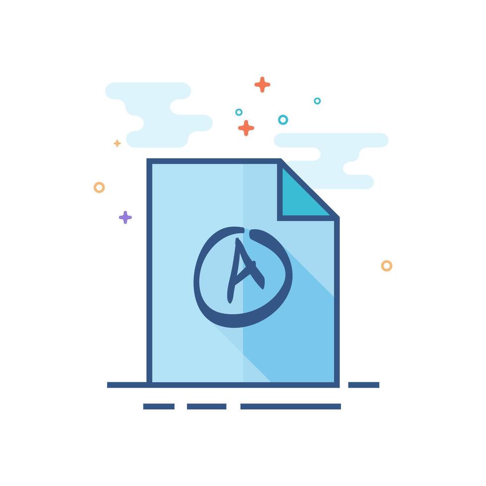 Exam result icon flat color style vector illustration